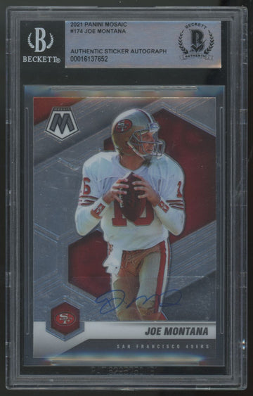2021 Panini Mosaic Joe Montana Sticker Auto #174 BGS Authentic