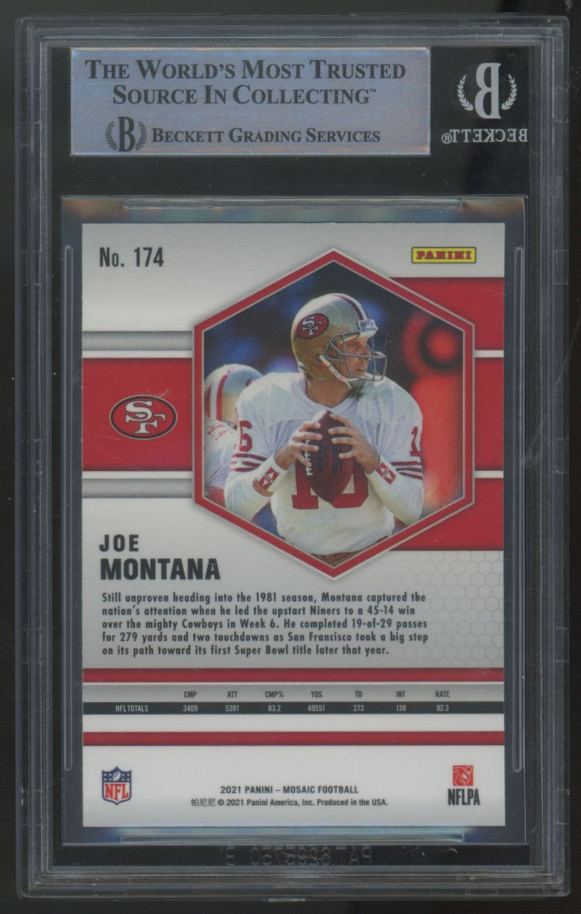 2021 Panini Mosaic Joe Montana Sticker Auto #174 BGS Authentic