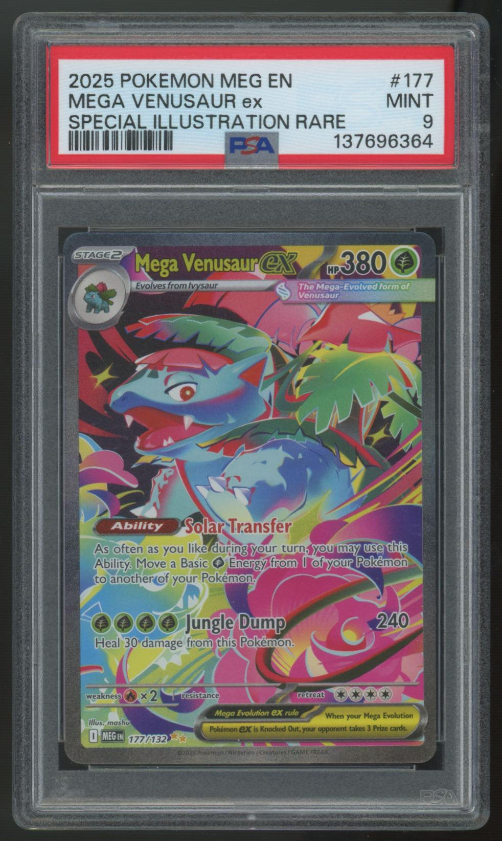 2025 Pokemon Mega Venusaur ex Evolution Special Illustration Rare #177 PSA 9