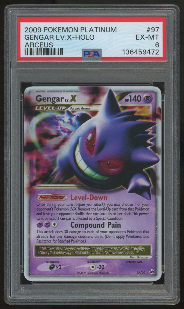 2009 Pokemon Gengar LV. X Arceus Holo #97 PSA 6
