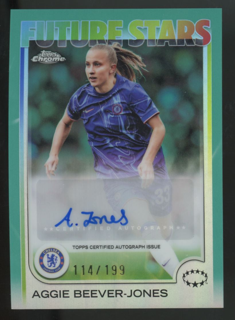 2024-25 Topps Chrome UEFA Aggie Beever-Jones RC Future Stars Aqua Auto /199