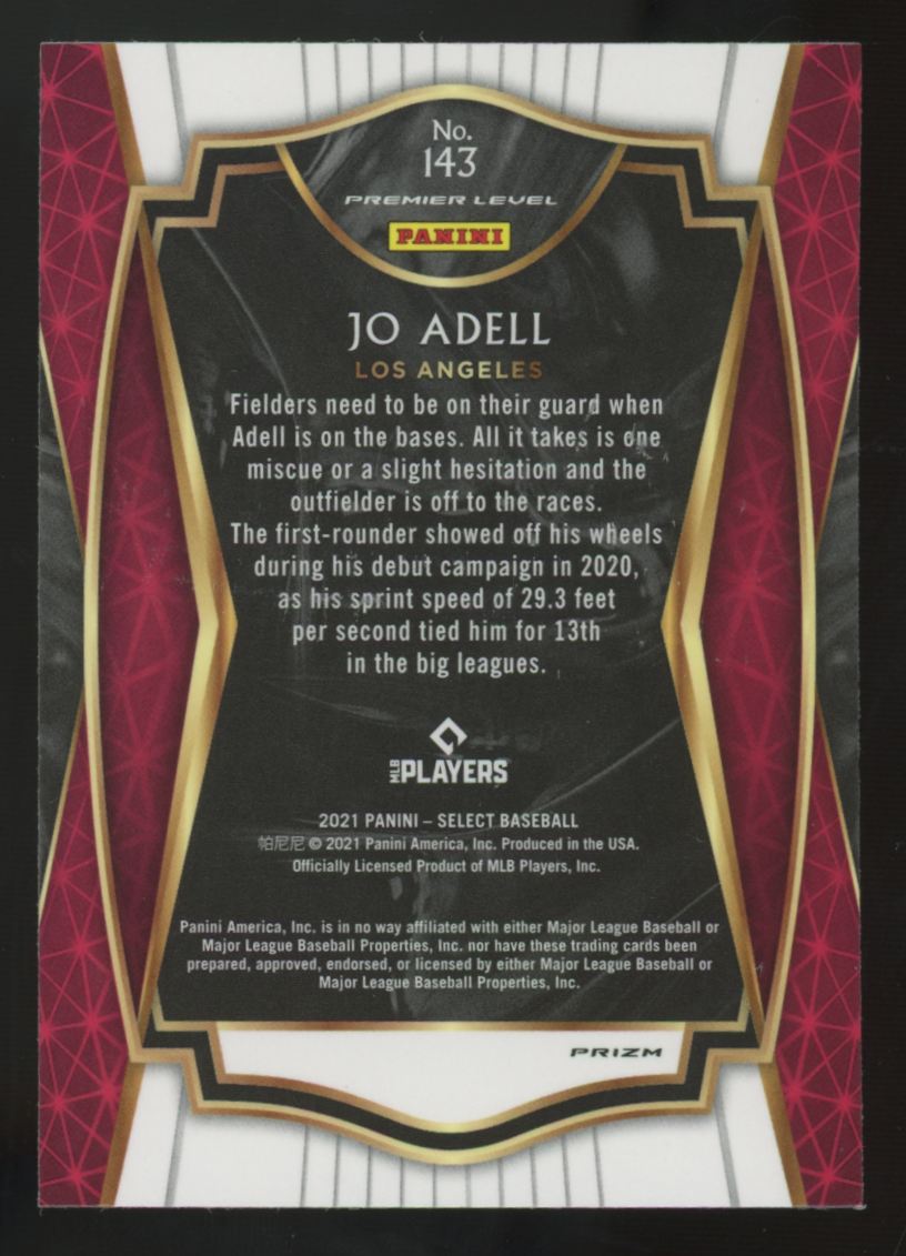 2021 Panini Select Jo Adell RC Premier Level Zebra Prizm SSP #143