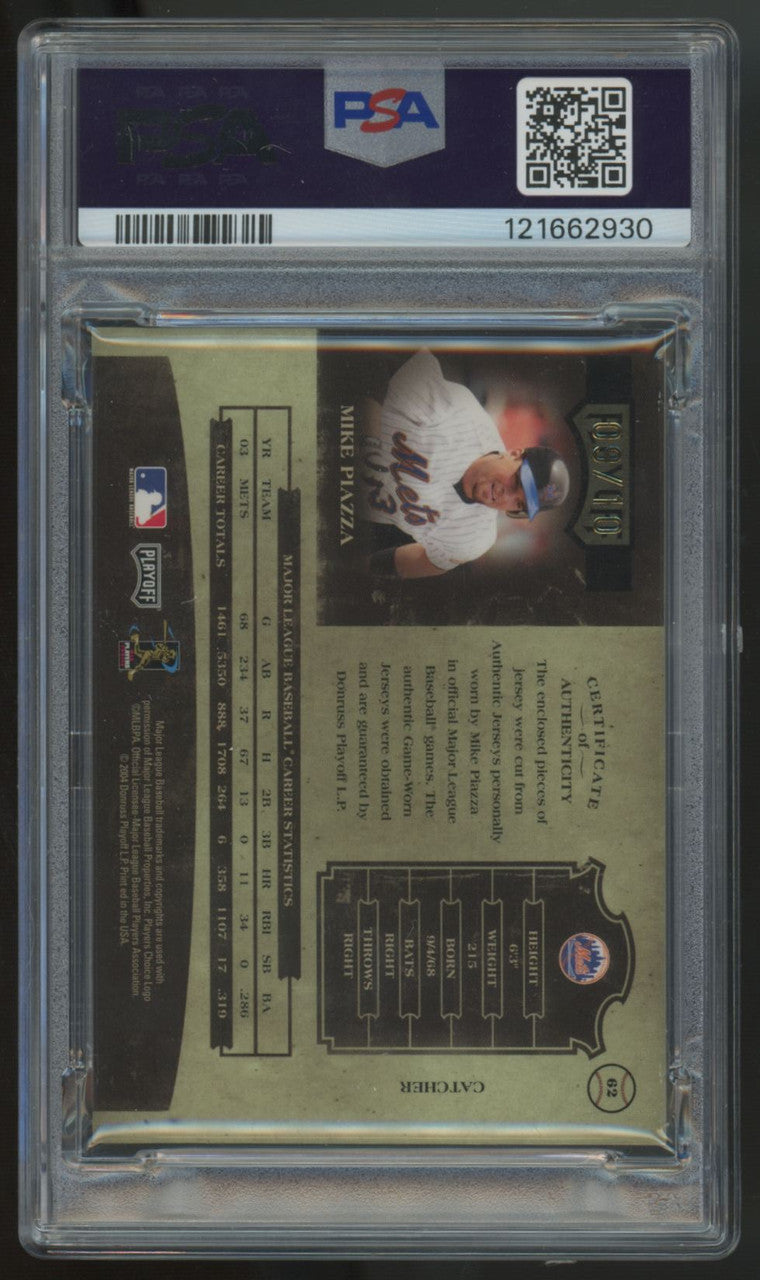 2004 Playoff Prime Cuts Mike Piazza Dual Combo Patch /10 #62 PSA 9