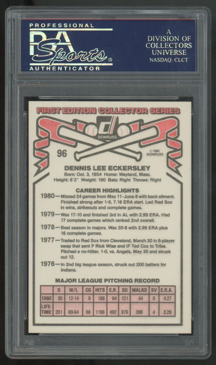 1981 Donruss Dennis Eckersley #96 PSA 10