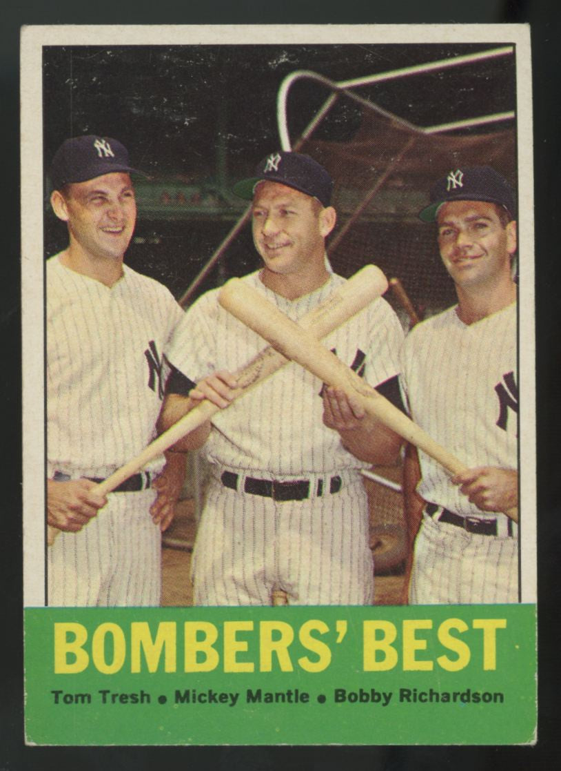 1963 Topps  Tom Tresh/Mickey Mantle/Bobby Richardson Bombers' Best #173 VG/EX