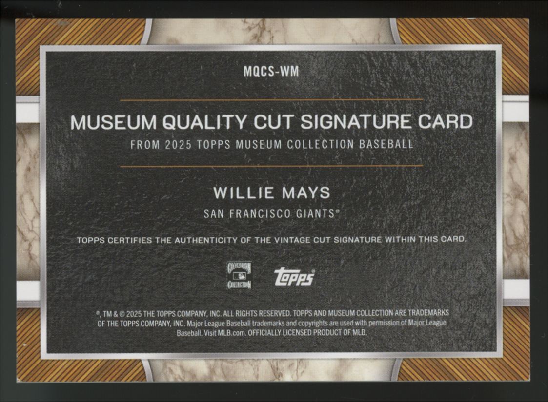 2025 Topps Museum Collection Willie Mays Quality Cut Signature Auto /5 #MQCS-WM