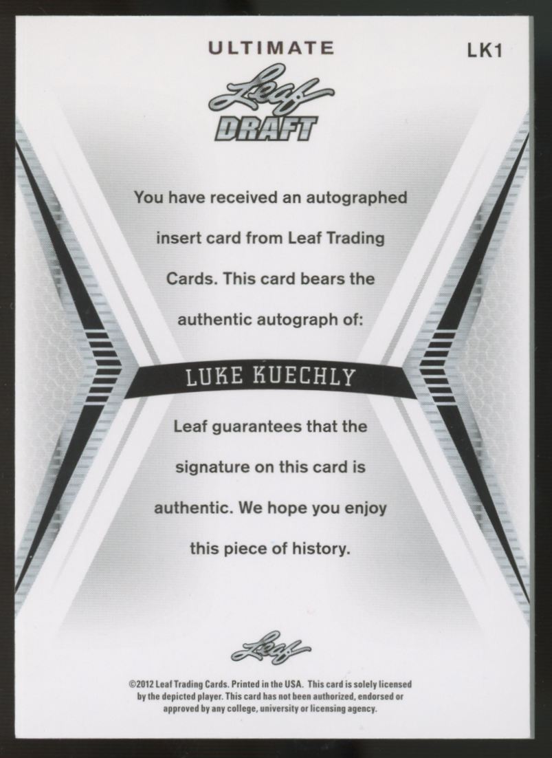 2012 Leaf Ultimate Draft Luke Kuechly RC Auto #LK1