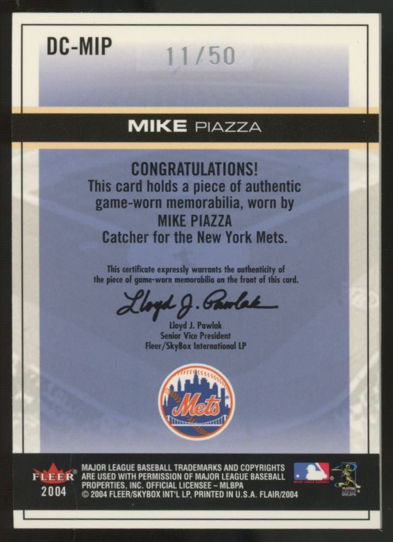 2004 Fleer Flair Mike Piazza Silver Diamond Cuts Patch /50 #DC-MIP