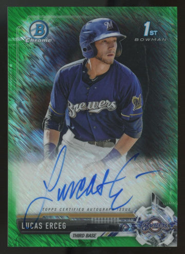 2017 Bowman Chrome Lucas Erceg 1st Prospect Green Shimmer Auto /99 #CPA-LE