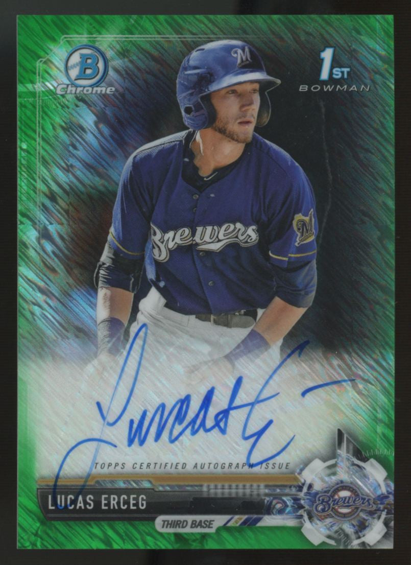 2017 Bowman Chrome Lucas Erceg 1st Prospect Green Shimmer Auto /99 #CPA-LE