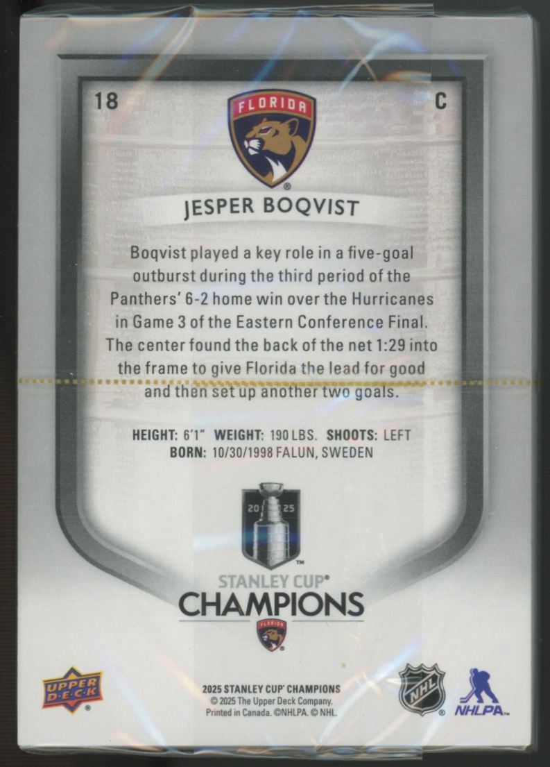 2025 UD Florida Panthers Stanley Cup Champions Team Set Factory Sealed Pack