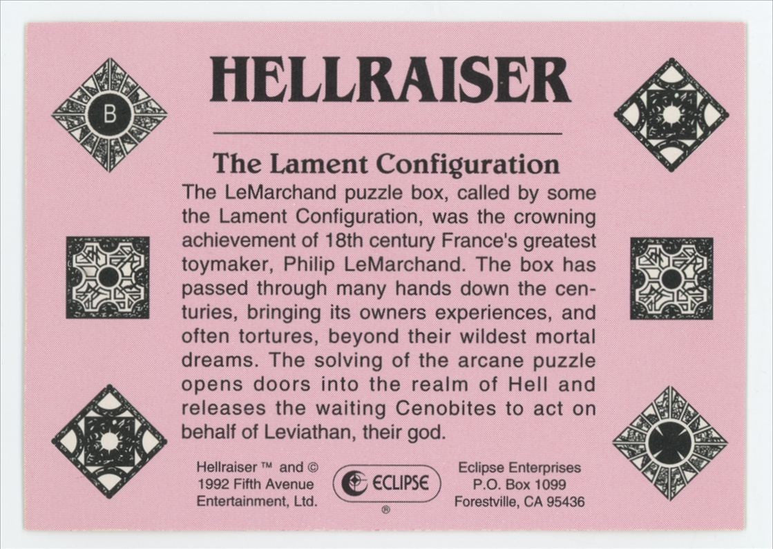 1992 Eclipse Hellraiser The Lament Configuration Gold Hologram #B