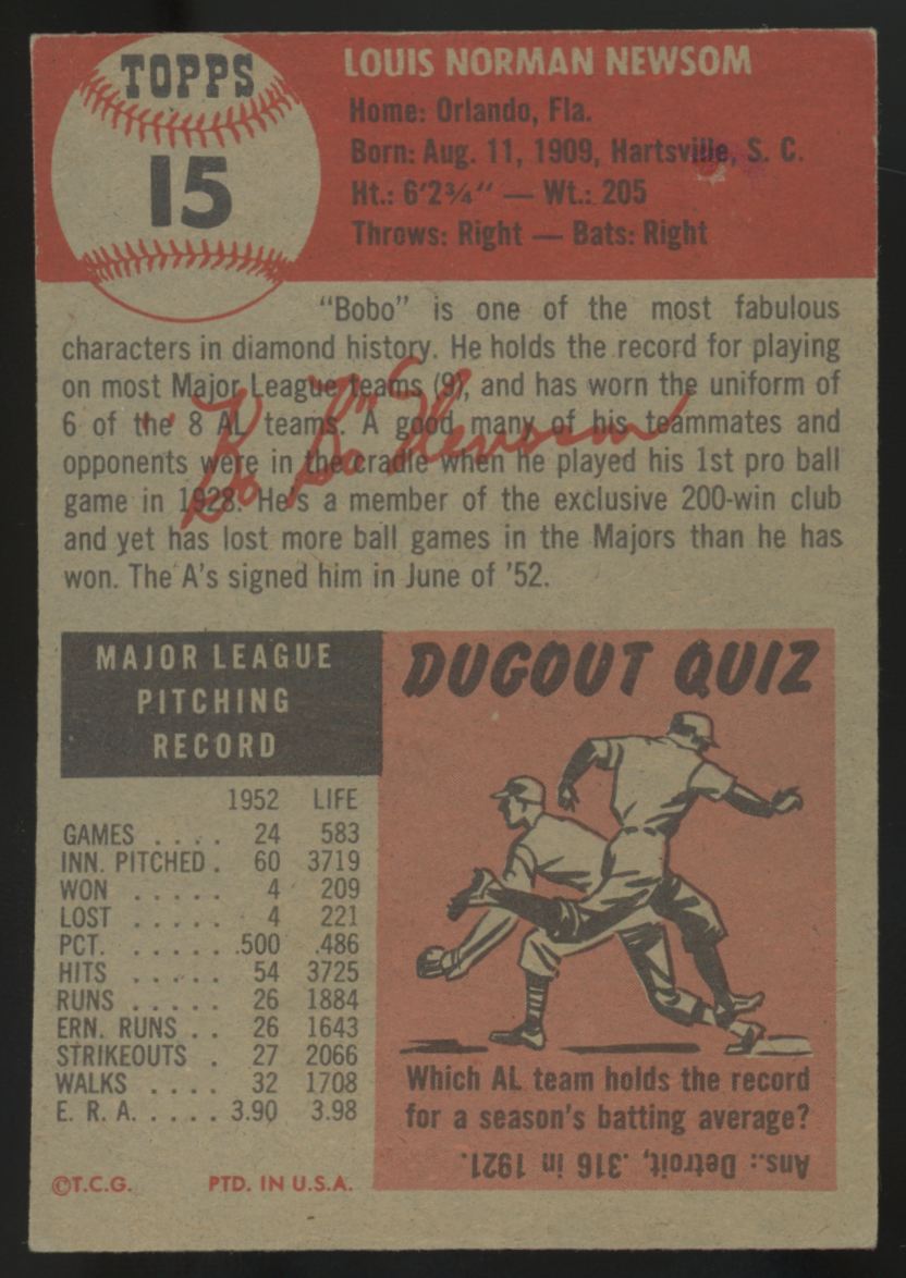 1953 Topps Bobo Newsome #15 EX+ (Centered)