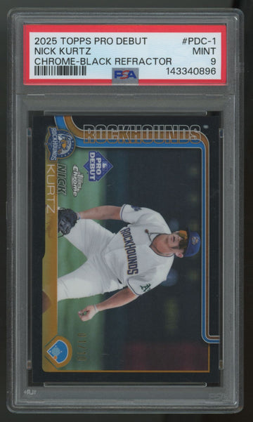 2025 Topps Chrome Pro Debut Nick Kurtz Black Refractor /10 #PDC-1 PSA 9