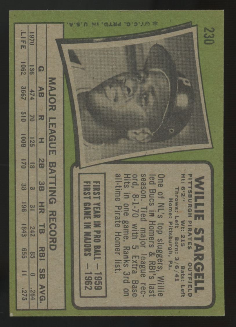 1971 Topps Willie Stargell #230 EX/MT
