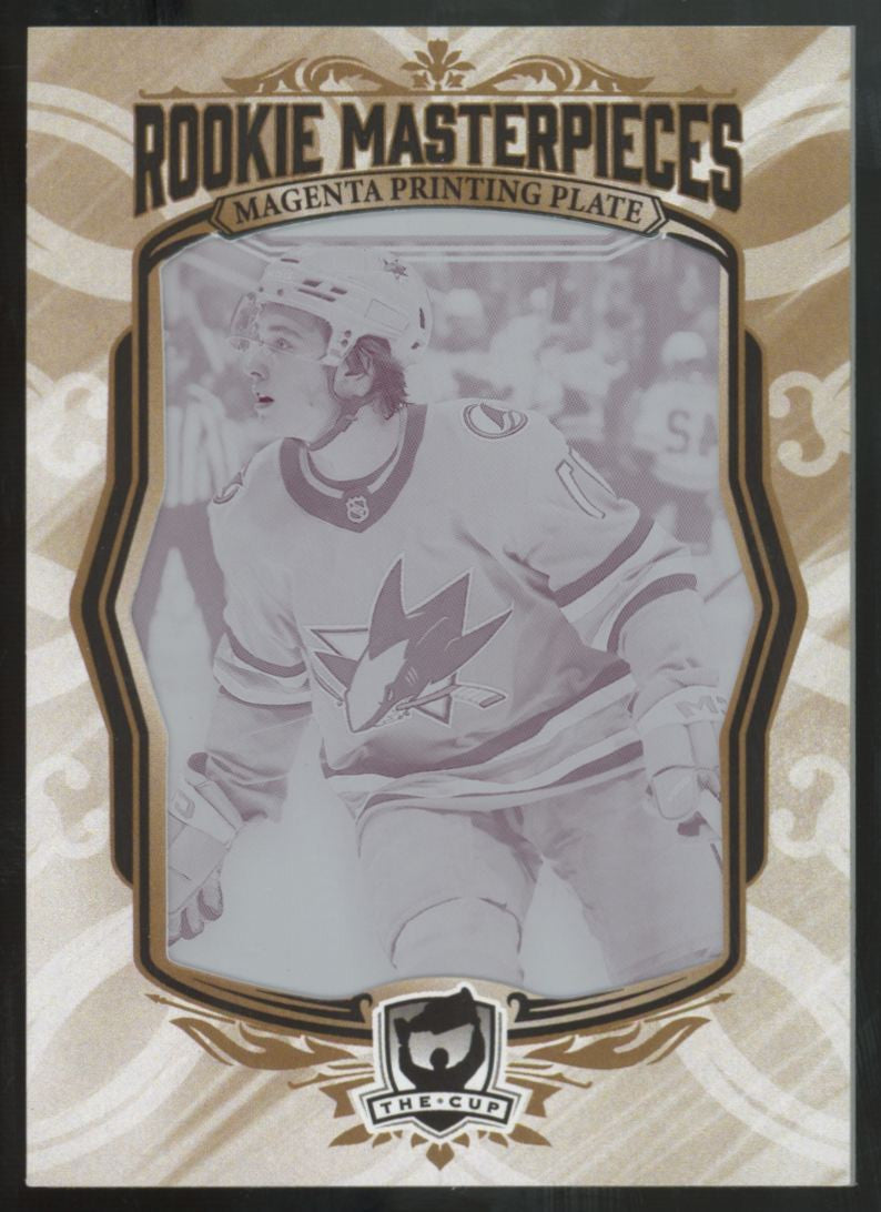 2024-25 UD The Cup Macklin Celebrini RC Masterpieces Magenta Printing Plate 1/1