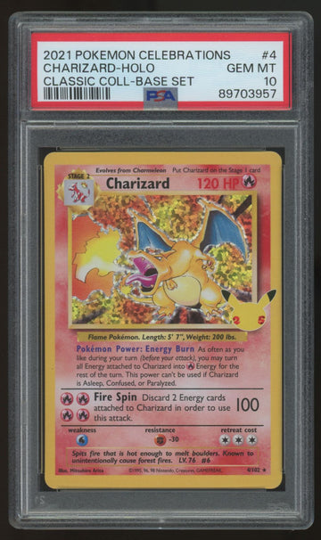 2021 Pokemon Charizard Celebrations Classic Collection Holo #4 PSA 10 (B)