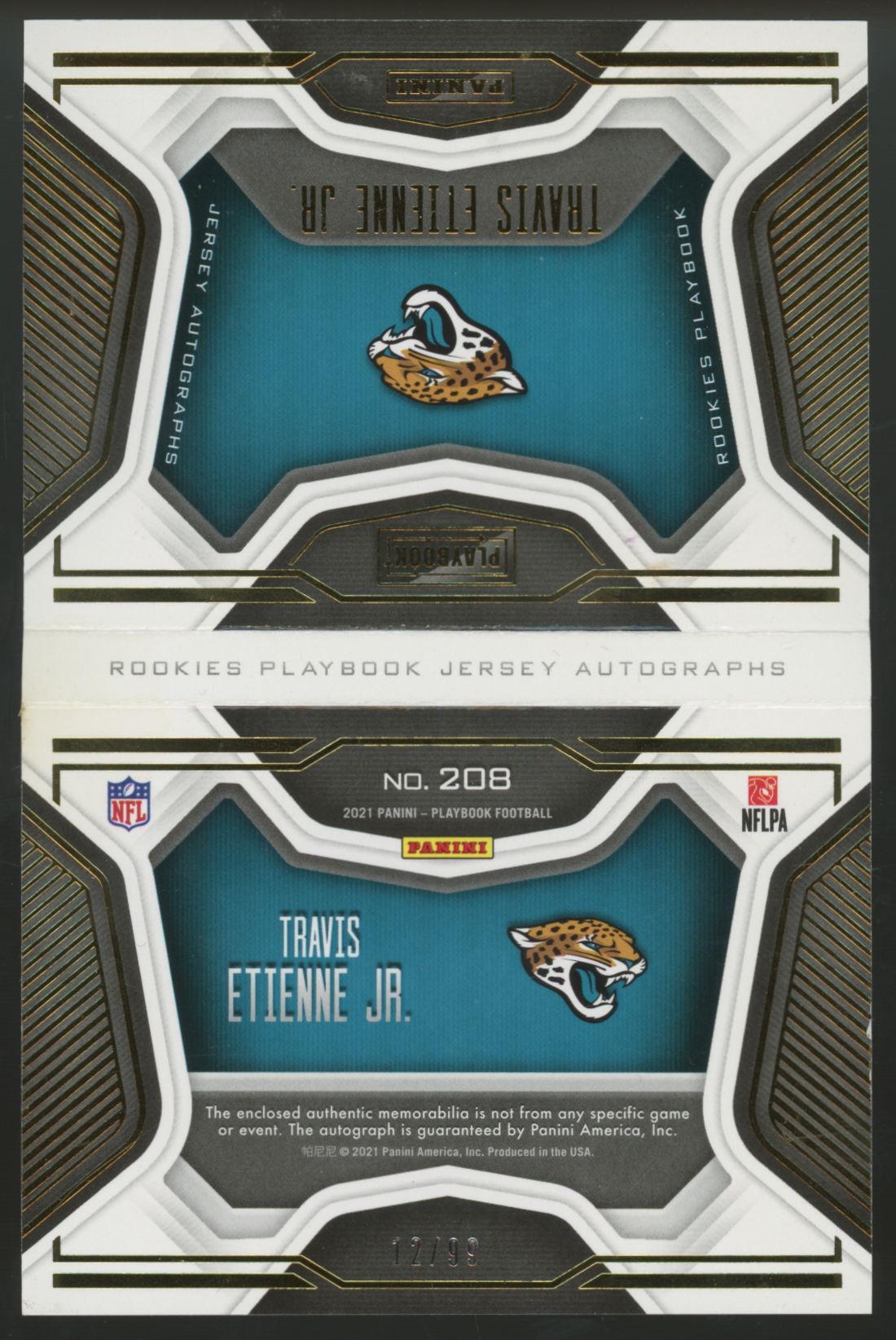 2021 Panini Playbook Travis Etienne Jr. RC Patch Auto RPA Booklet /99 #208