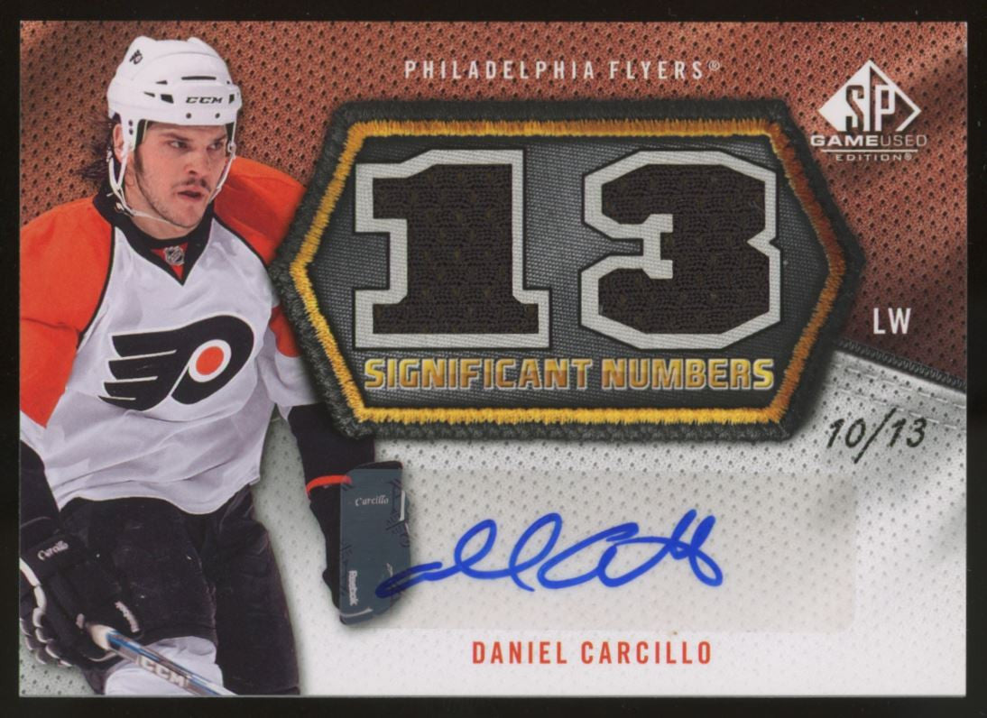 2010-11 SP Game Used Daniel Carcillo Significant Numbers Patch Auto /13 #SN-DC