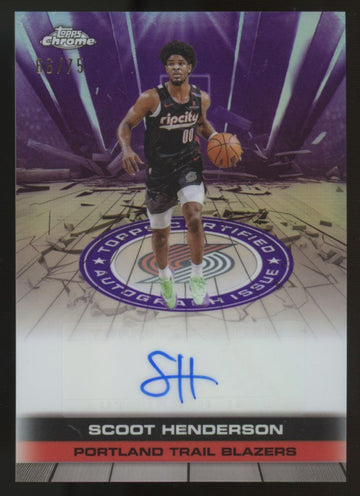 2025-26 Topps Chrome Scoot Henderson Auto Issue Purple Refractor /75 #TAU-SH