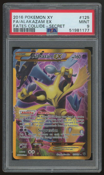 2016 Pokemon Alakzam EX Fates Collide Secret Rare #125 PSA 9