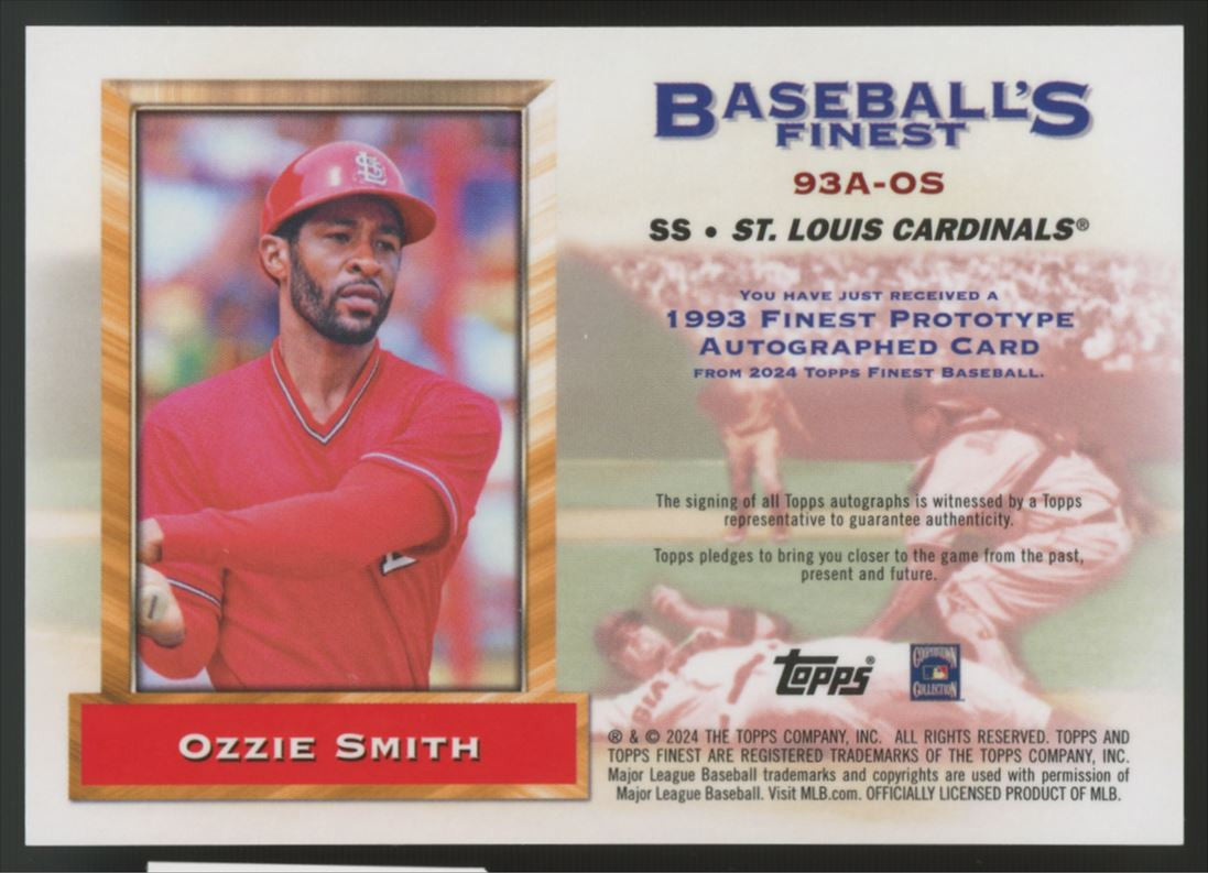2024 Topps Finest Ozzie Smith 1993 Prototype Auto /99 #93A-OS
