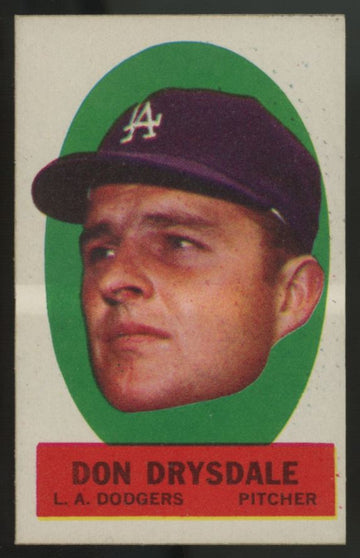 1963 Topps Peel-Offs Don Drysdale Instructions Back EX/MT-NM