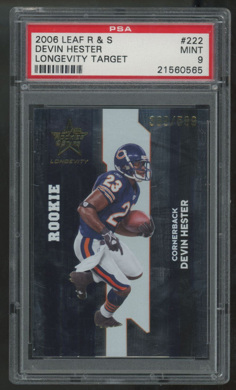 2006 Leaf Rookies & Stars Devin Hester RC Longevity Target /599 #222 PSA 9