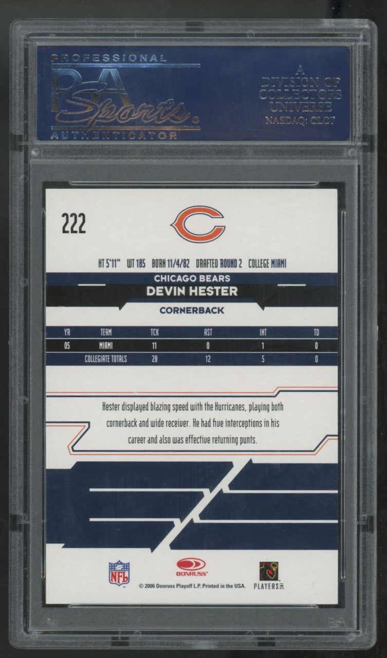 2006 Leaf Rookies & Stars Devin Hester RC Longevity Target /599 #222 PSA 9