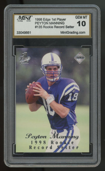 1998 Collector's Edge 1st Player Peyton Manning RC Record Setter #135 MNT 10