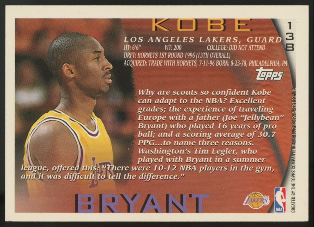 1996-97 Topps Kobe Bryant RC #138 EX "A"