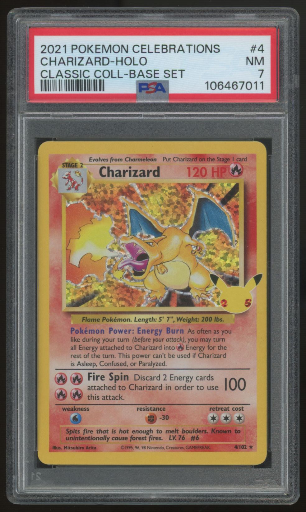 2021 Pokemon Charizard Classic Collection Holo #4 PSA 7