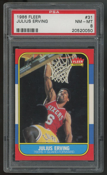 1986-87 Fleer Premier Julius Erving #31 PSA 8