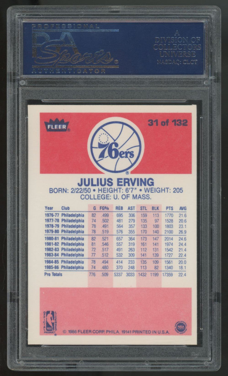 1986-87 Fleer Premier Julius Erving #31 PSA 8