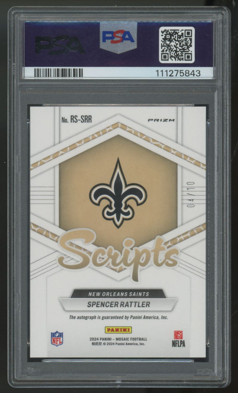 2024 Panini Mosaic Spencer Rattler RC Gold Scripts Auto /10 #RS-SRR PSA 10