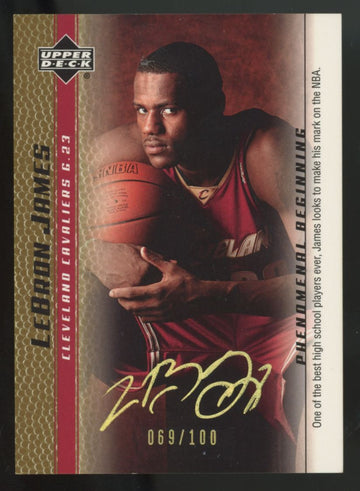 2003-04 Upper Deck LeBron James RC Phenomenal Beginning Gold /100 #10 (Corners)