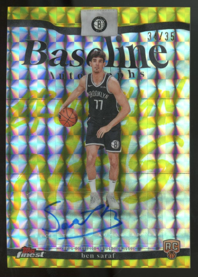 2025-26 Topps Finest Ben Saraf RC Baseline Yellow Geometric Auto /35 #BA-BS