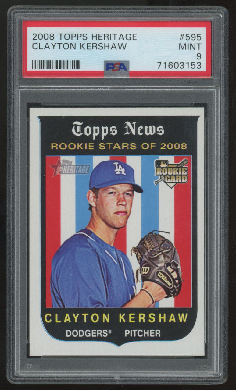 2008 Topps Heritage Clayton Kershaw RC #595 PSA 9