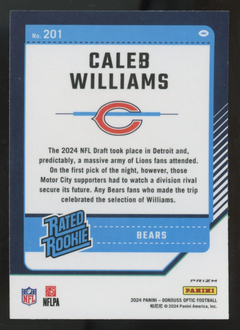 2024 Panini Donruss Optic Caleb Williams RC Rated Rookie Silver #201
