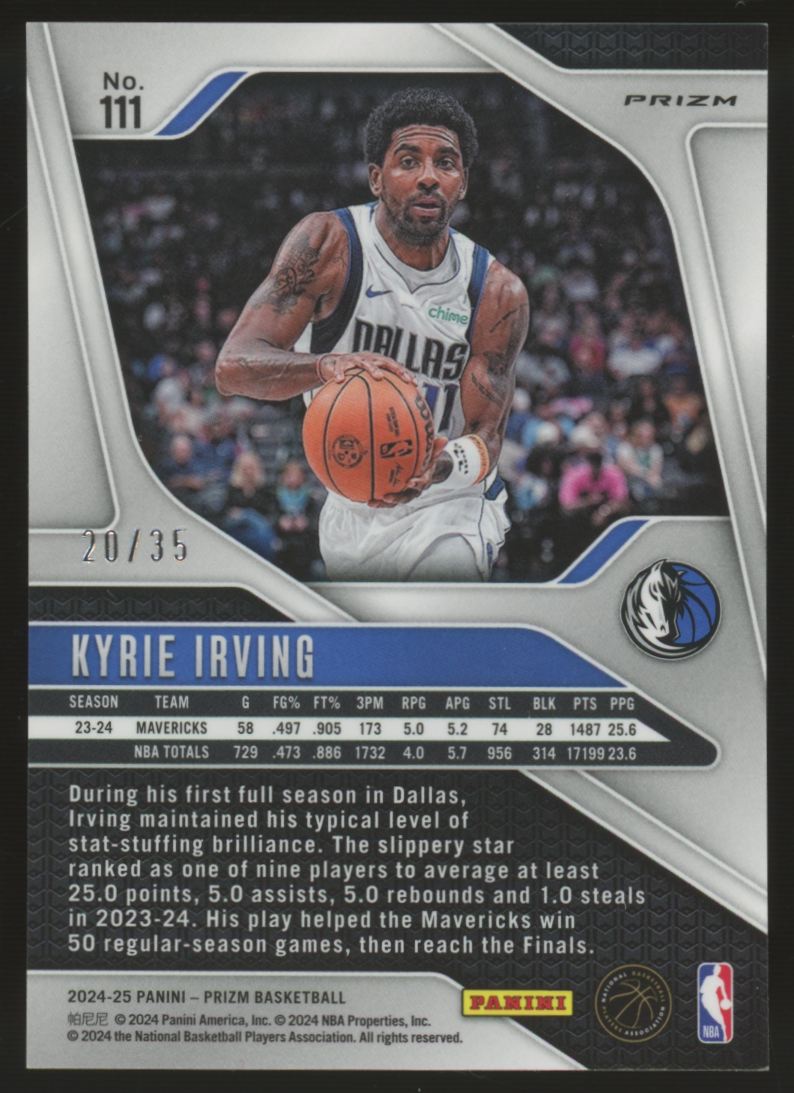 2024/25 Panini Prizm Kyrie Irving Purple Pulsar /35 #111