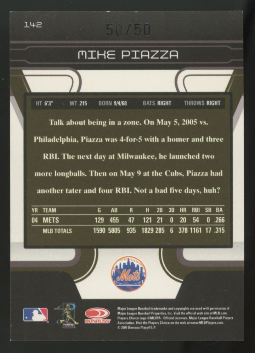 2005 Donruss Zenith Mike Piazza Gold Artist's Proof /50 #142