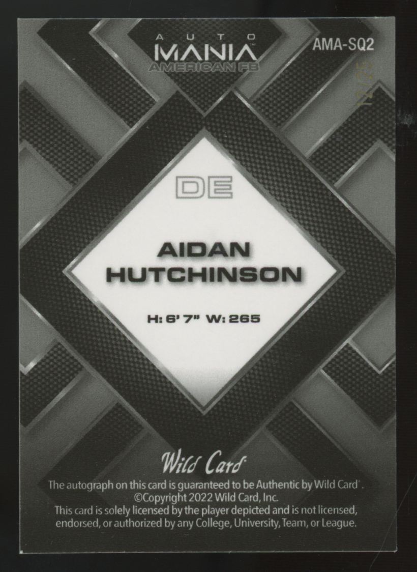 2022 Wild Card Auto Mania American Aidan Hutchinson RC Red/White/Blue Auto /25
