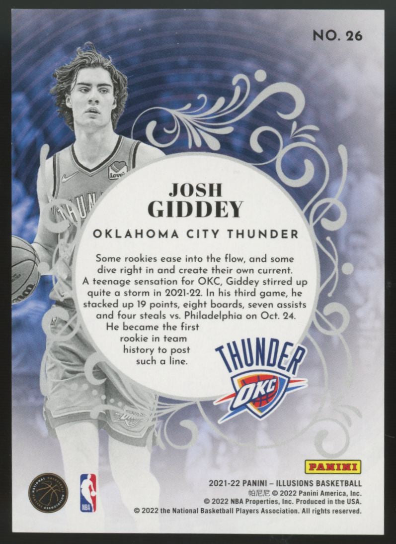 2021-22 Panini Illusions Josh Giddey RC Red & Yellow Asia King Of Cards /25 #26