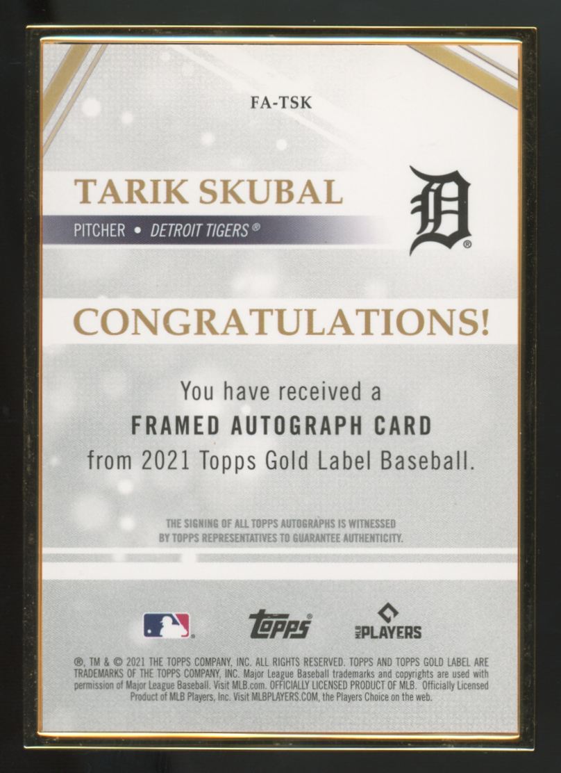 2021 Topps Gold Label Tarik Skubal RC Framed Auto #FA-TSK