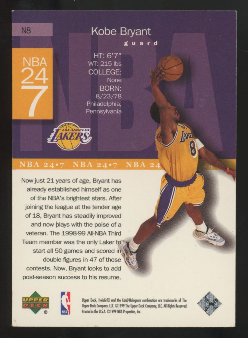 1999-00 Upper Deck HoloGrFX Kobe Bryant 24/7 #N8