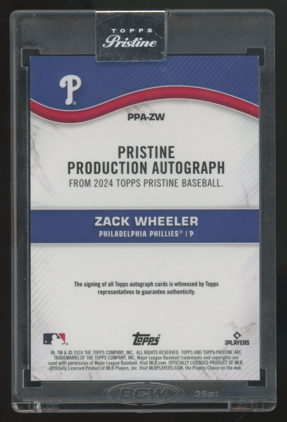 2024 Topps Pristine Zack Wheeler Blue Pristine Production Auto /75 #PPA-ZW