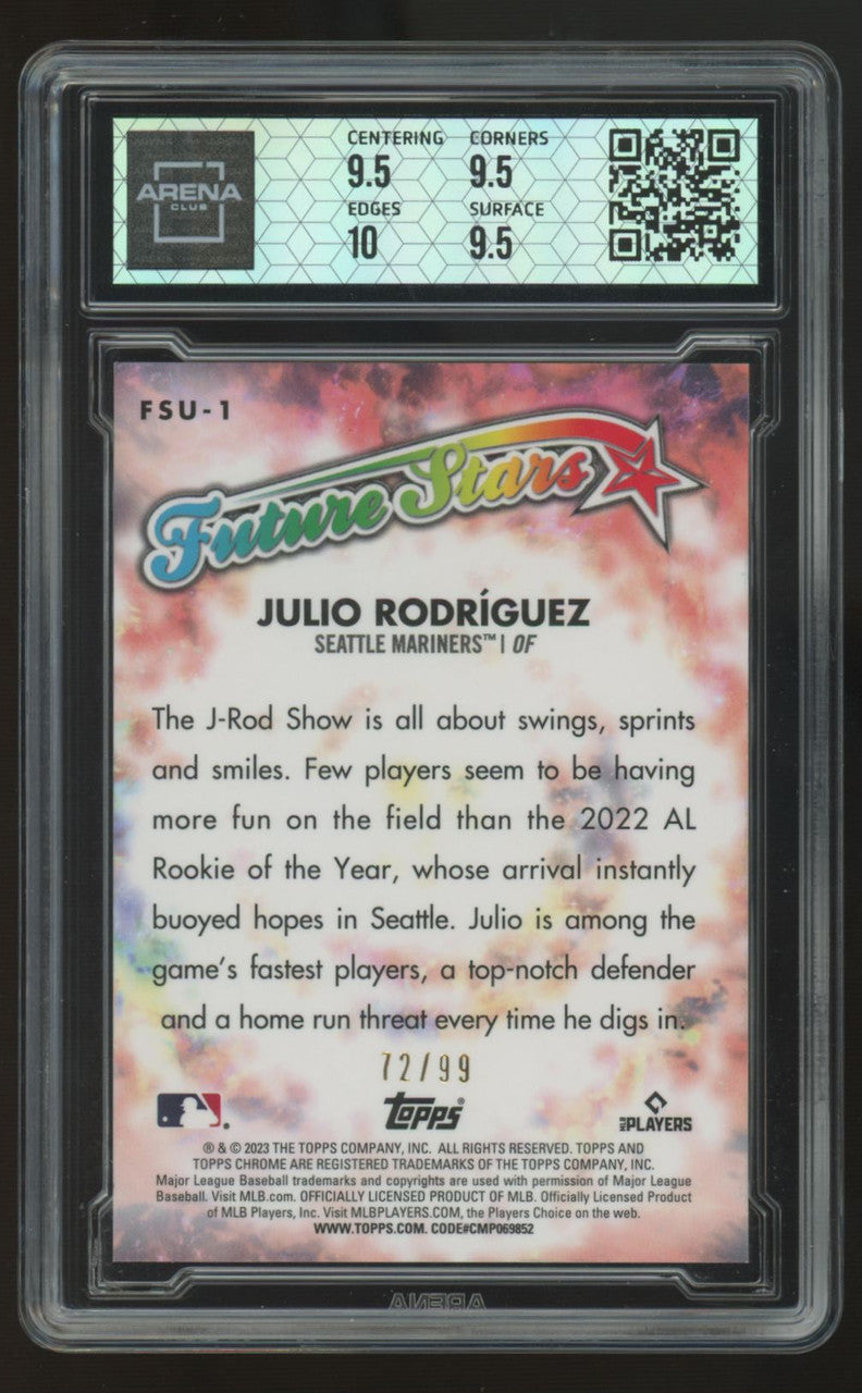 2023 Topps Chrome Update Julio Rodriguez Future Stars Green /99 Arena Club 10