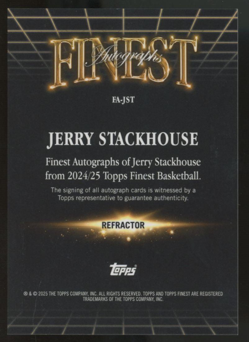 2024-25 Topps Finest Jerry Stackhouse Refractor Auto #FA-JST