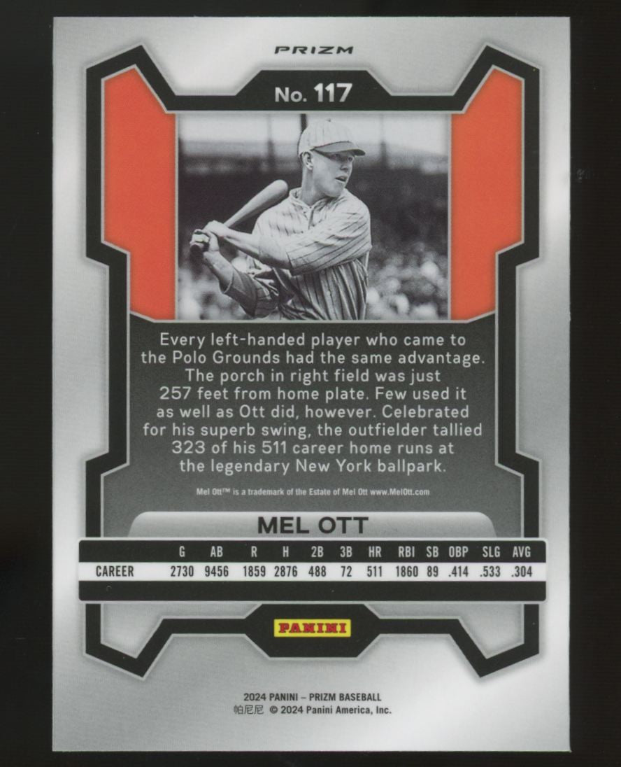 2024 Panini Prizm Mel Ott White Sparkle #117