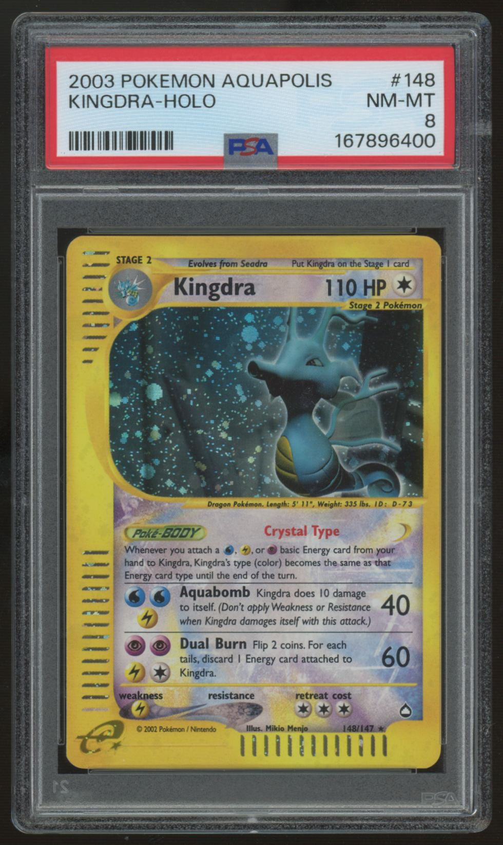 2003 Pokemon Kingdra Aquapolis Holo #148 PSA 8